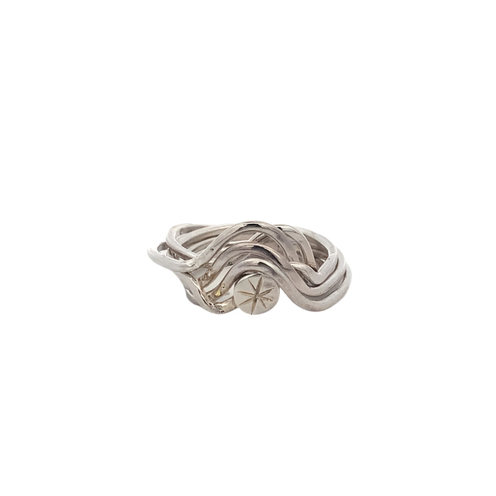 Corey 5-Band Puzzle 925 Sterling Silver Ring 8 | SilverWorks