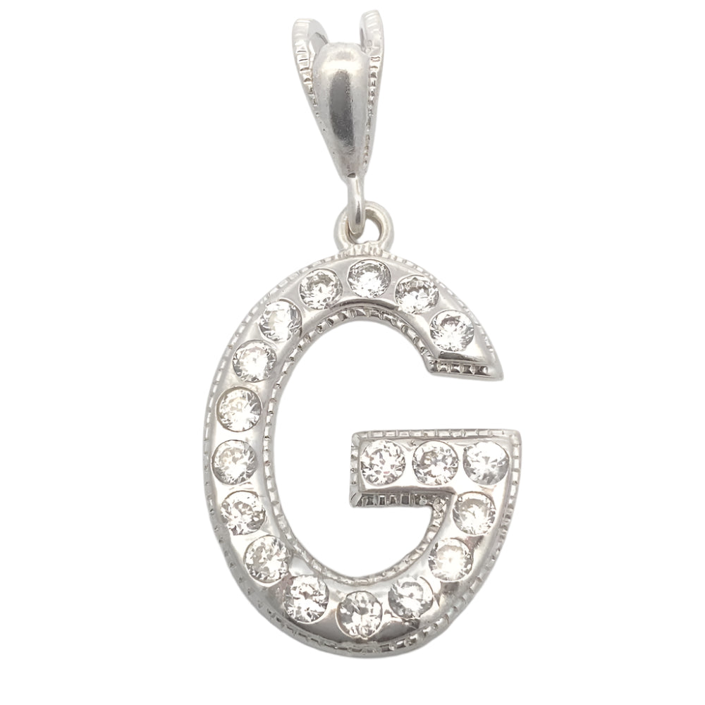 Mina Pave Letter 925 Sterling Silver Pendant | SilverWorks