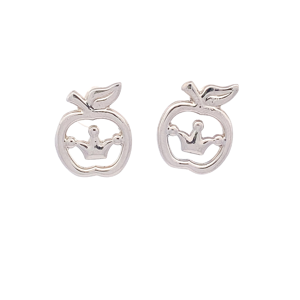 Rachel Apple Crown 925 Sterling Silver Stud Earrings | SilverWorks