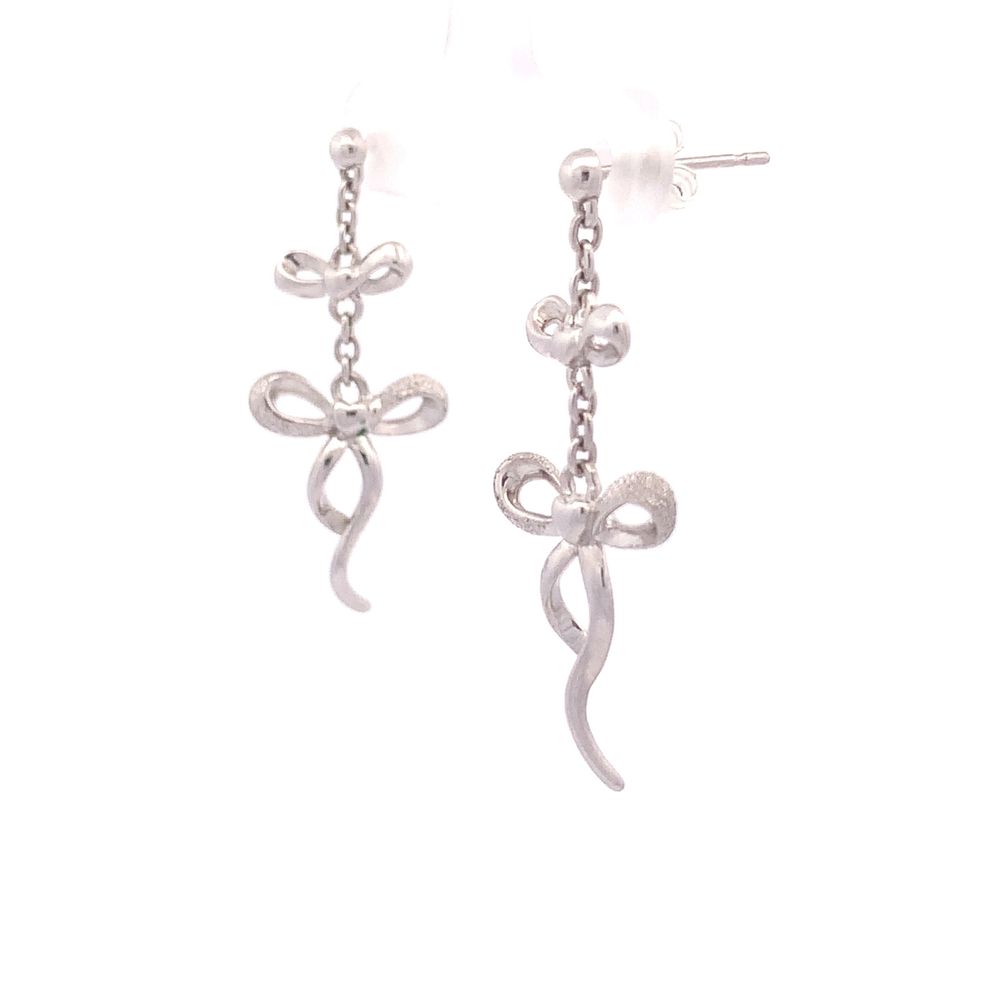 Daphne Ribbon 925 Sterling Silver Stud Drop Earrings | SilverWorks