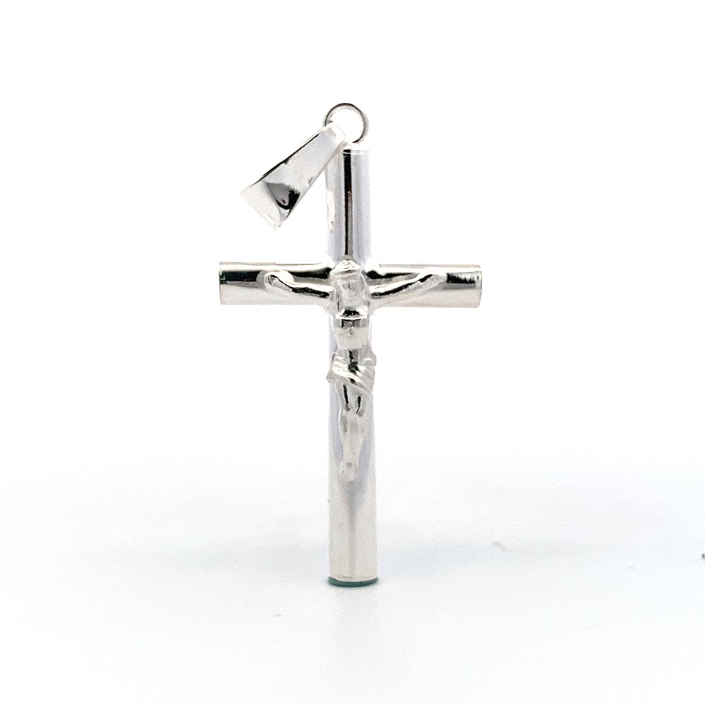 C5030 23X48MM SMALL THICK SILVER CROSS W/ JC 4.41G