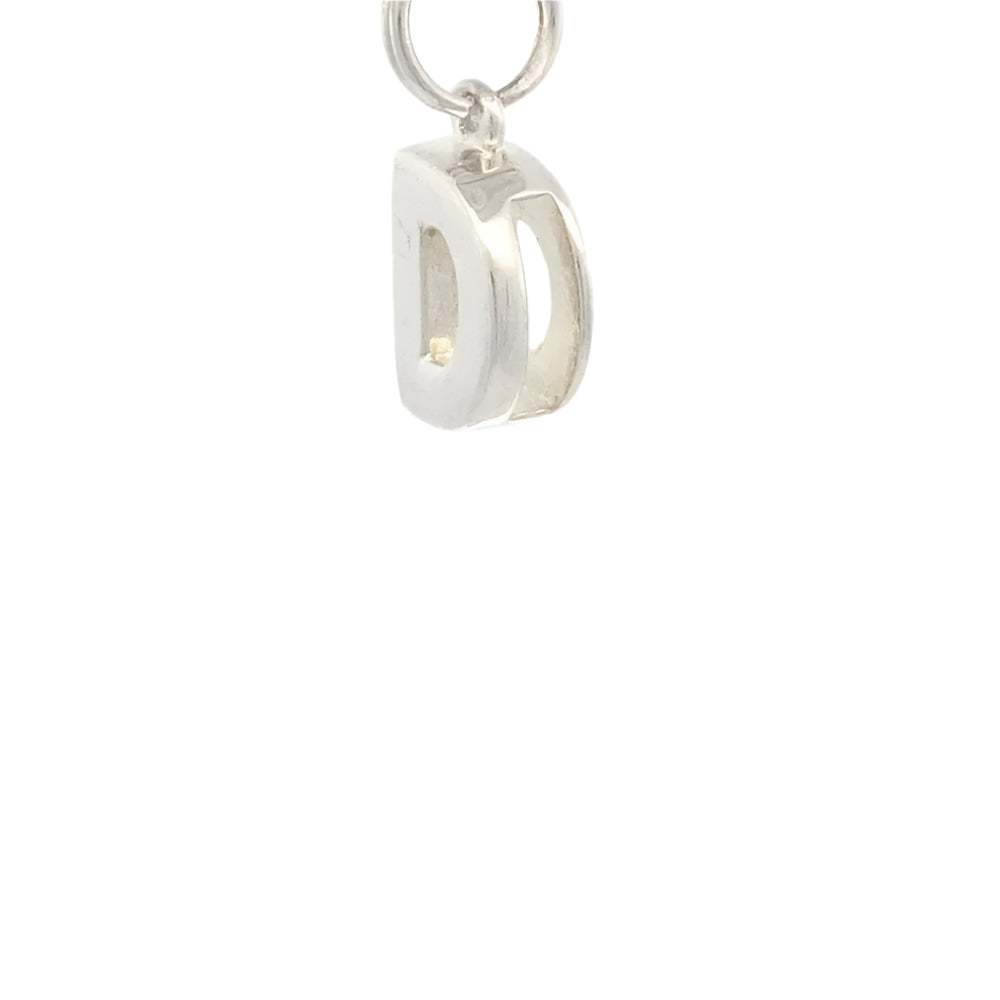 Letter D Plain 925 Sterling Silver Personalized Initial Letter Charm | SilverWorks