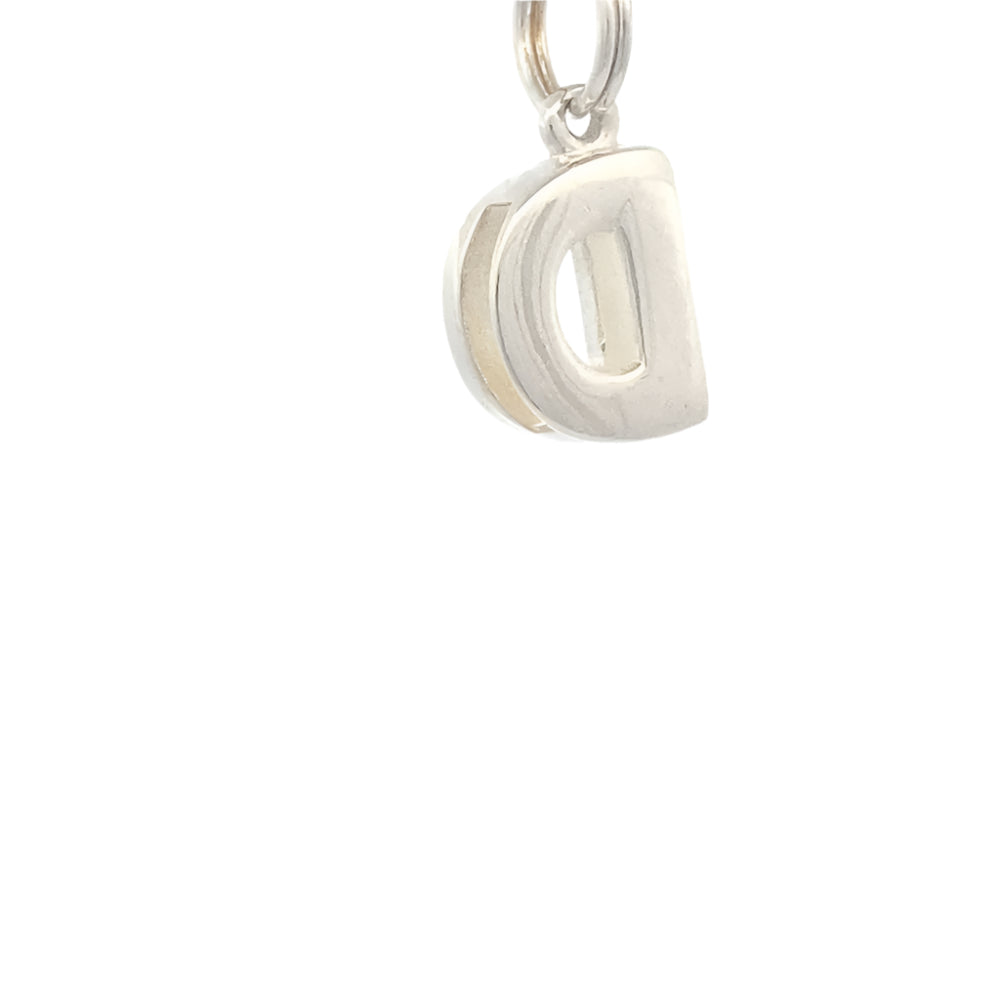 Letter D Plain 925 Sterling Silver Personalized Initial Letter Charm | SilverWorks