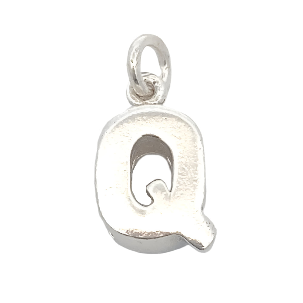 Letter Q Plain 925 Sterling Silver Personalized Initial Letter Charm | SilverWorks