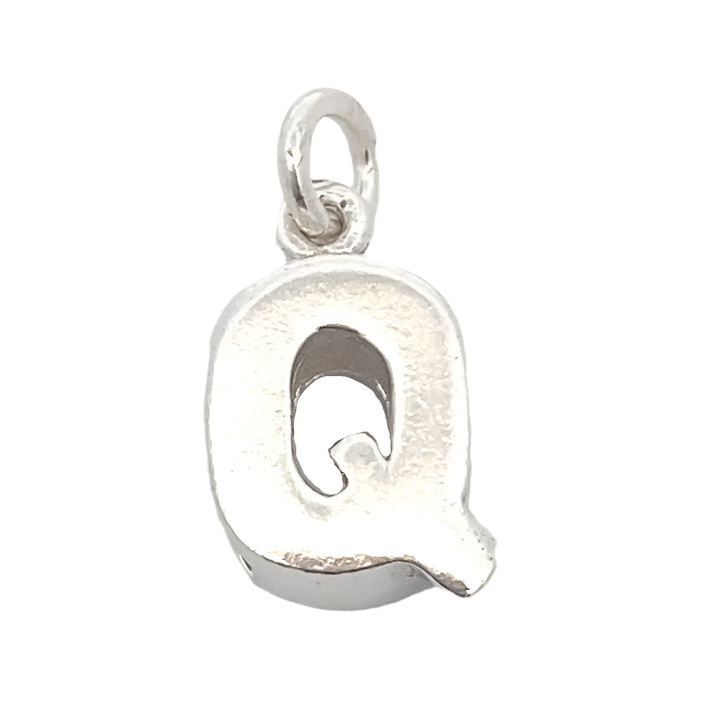 Letter Q Plain 925 Sterling Silver Personalized Initial Letter Charm | SilverWorks