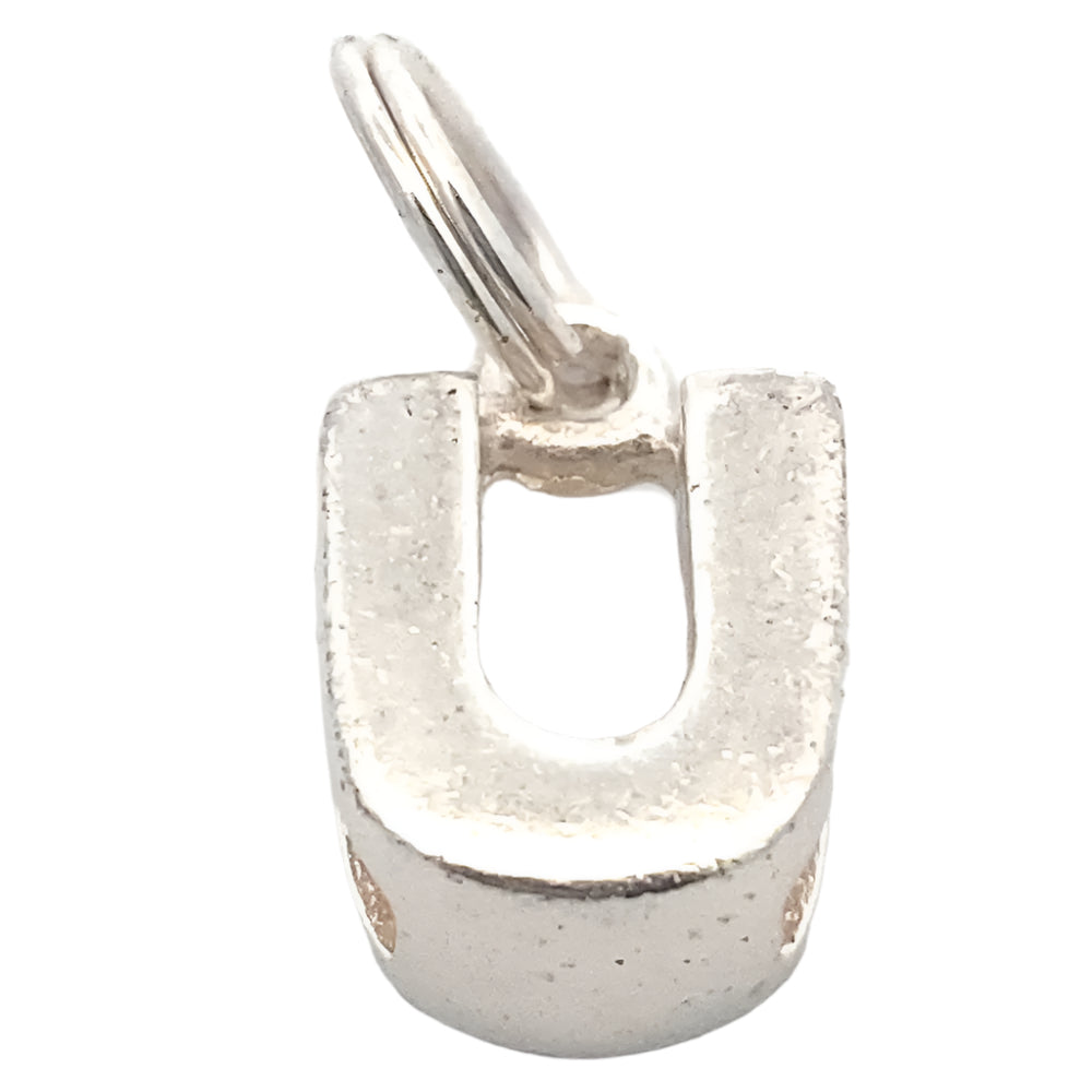 Letter U Plain 925 Sterling Silver Personalized Initial Letter Charm | SilverWorks