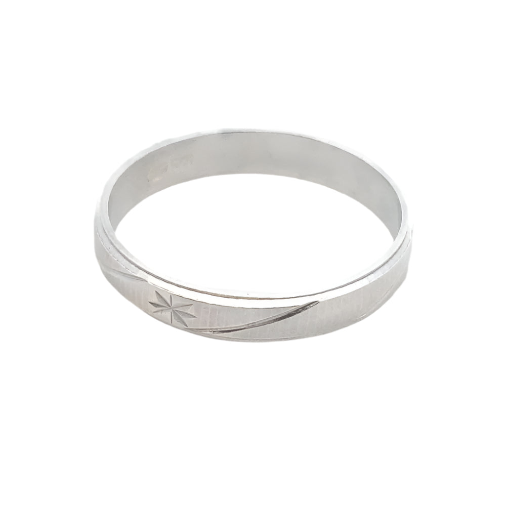 Flint Carved 925 Sterling silver Wedding Band Ring | SilverWorks