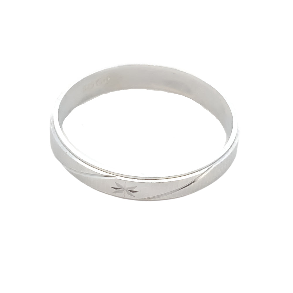 Flint Carved 925 Sterling silver Wedding Band Ring | SilverWorks