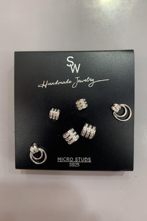 Lola Layered Rhode 925 Sterling Silver Earrings Set | SilverWorks