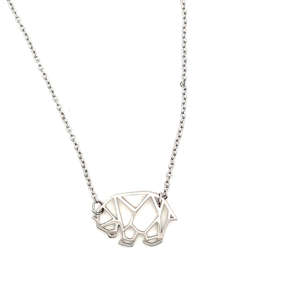 
                      
                        Bertie Origami Bear Stainless Steel Pendant Necklace | SilverWorks
                      
                    