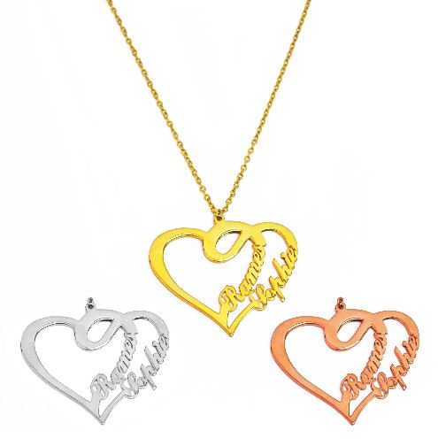 
                      
                        Rounded Script Double Heart Personalized Name Necklace | SilverWorks
                      
                    