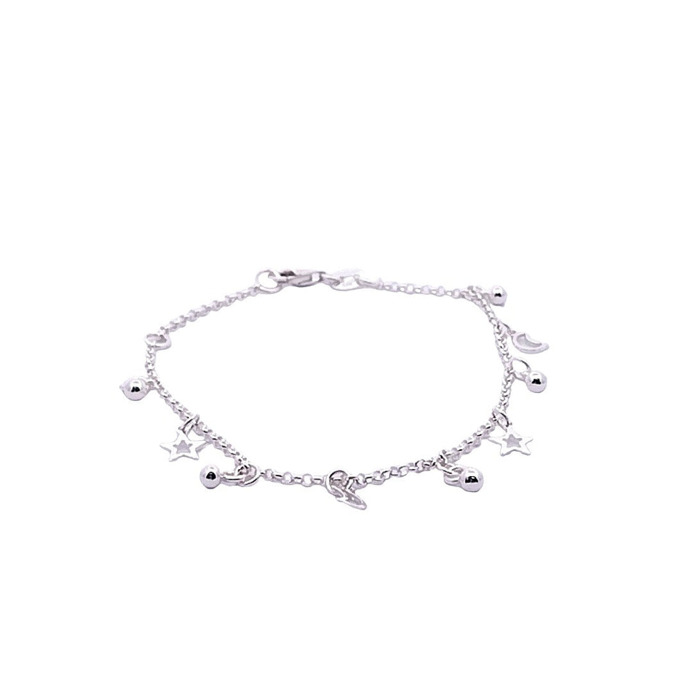 
                      
                        Chrislen Star & Moon 925 Sterling Silver Charm Bracelet | SilverWorks
                      
                    