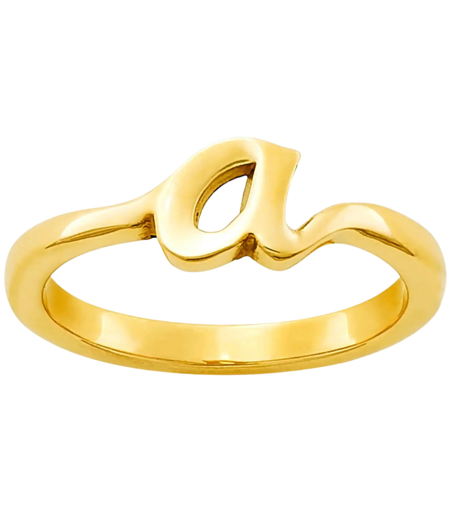 Rounded Script Initial Letter Personalized Ring | SilverWorks