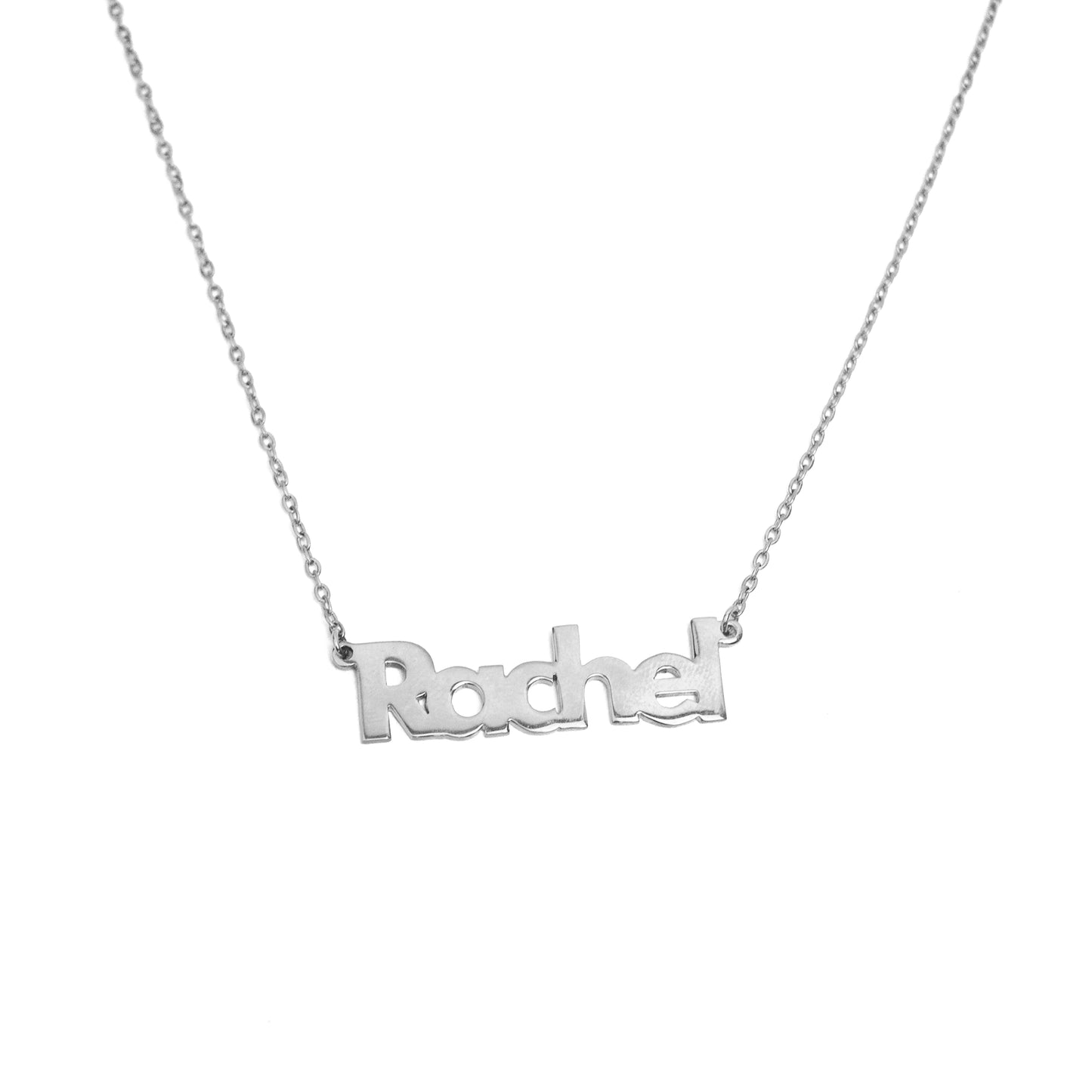 Bold Sans Serif Horizontal Personalized Name Necklace | SilverWorks