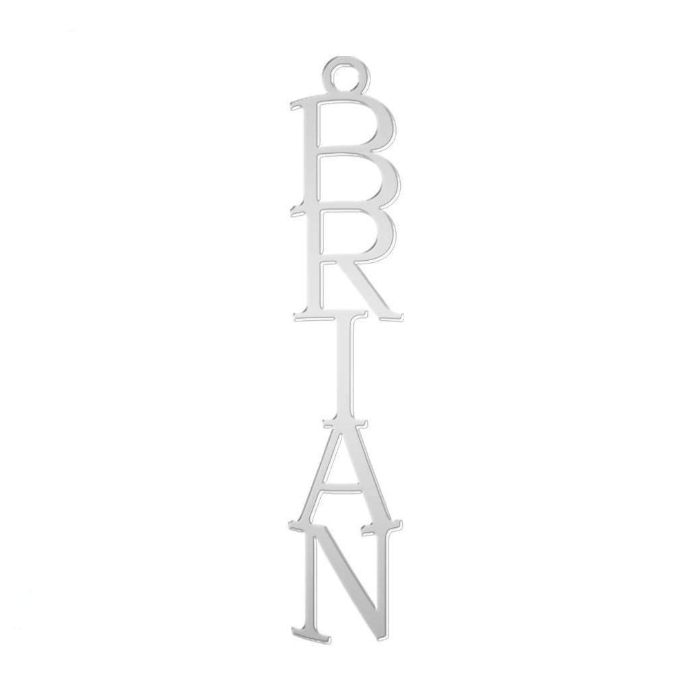 Antique Serif Vertical Personalized Name Necklace | SilverWorks