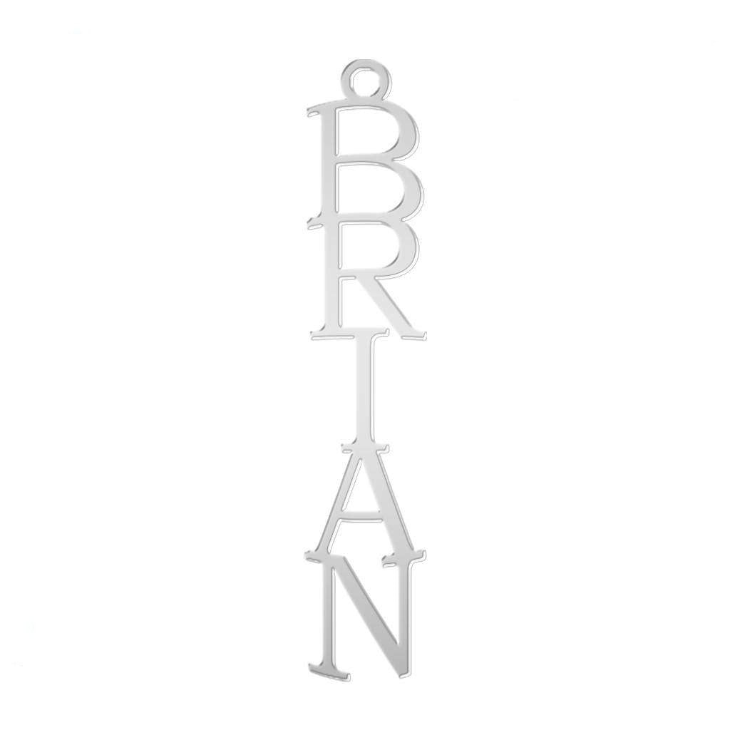 Antique Serif Vertical Personalized Name Necklace | SilverWorks