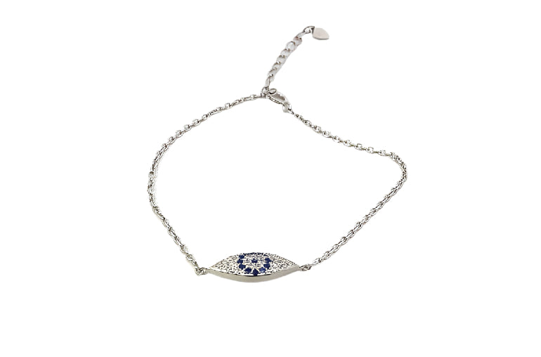 Victoria Evil Eye Sapphire 925 Sterling Silver Bracelet | SilverWorks