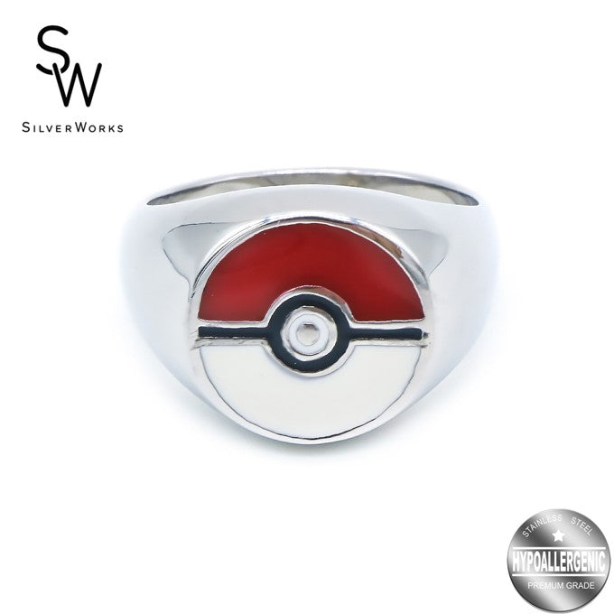 Pokéman Ball Stainless Steel Ring | SilverWorks