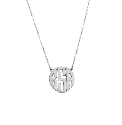 Modest Serif Round 3 Letters Personalized Name Necklace | SilverWorks