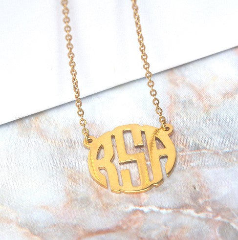 Modest Serif Round 3 Letters Personalized Name Necklace | SilverWorks