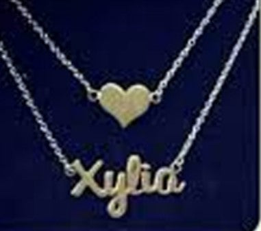 PC10-X SS DOUBLE CHAIN HEART W/ NAME