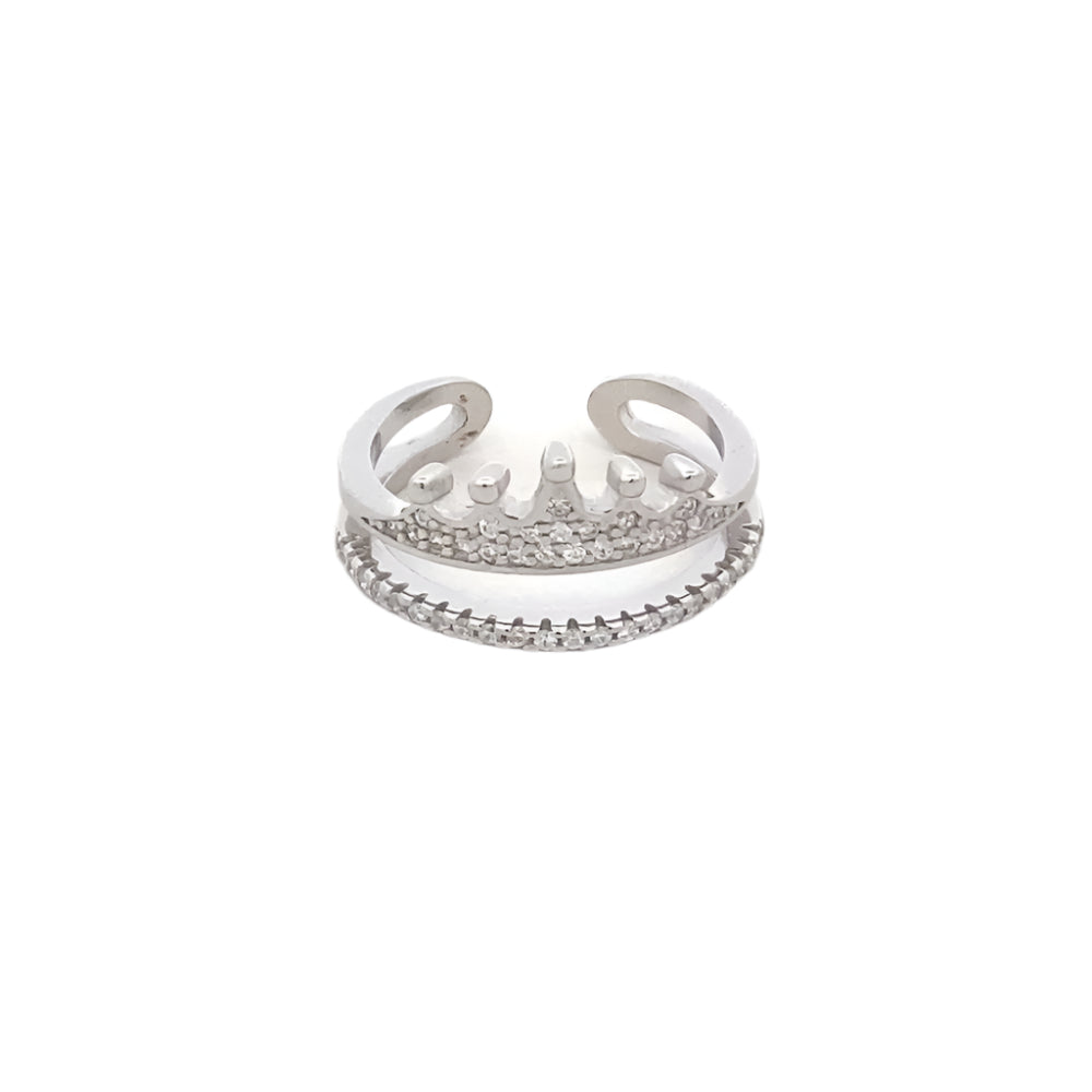 Veronica 925 Sterling Silver Adjustable Crown Ring | SilverWorks