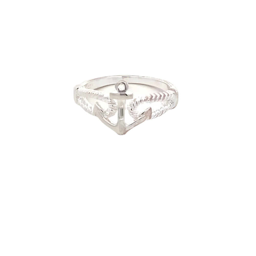 Ahoy Open Anchor Rope 925 Sterling Silver Ring | SilverWorks