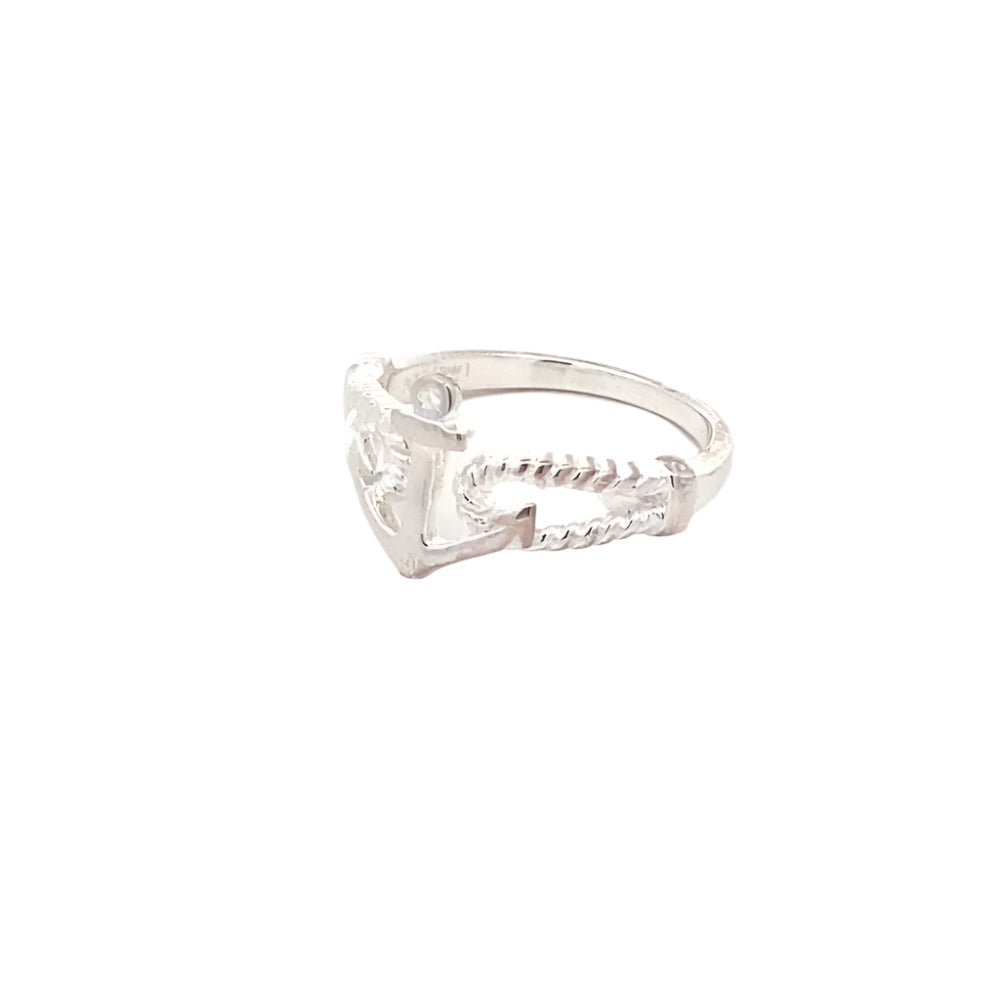 Ahoy Open Anchor Rope 925 Sterling Silver Ring | SilverWorks