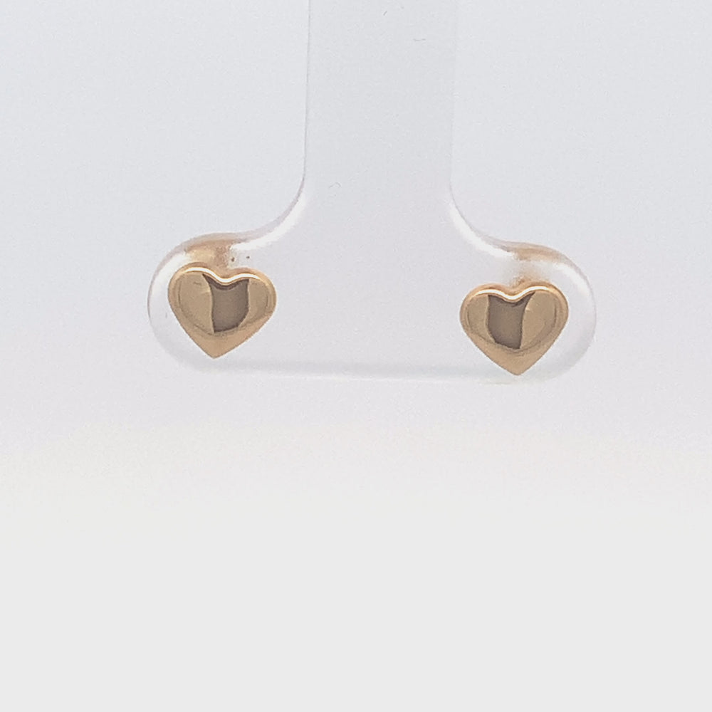 SW Premium 14 Karat Yellow Gold Heart Plain Stud Earrings