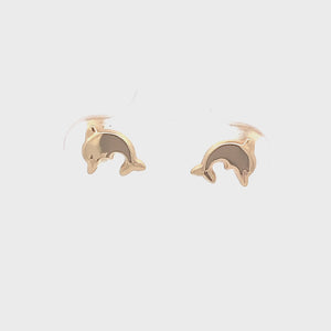 
                
                    Load and play video in Gallery viewer, SW Premium 14 Karat Yellow Gold Dolphin Stud Earrings
                
            