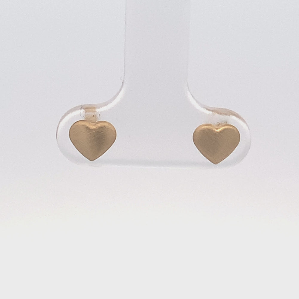 SW Premium 14 Karat Yellow Gold Saige Heart Stud Earrings