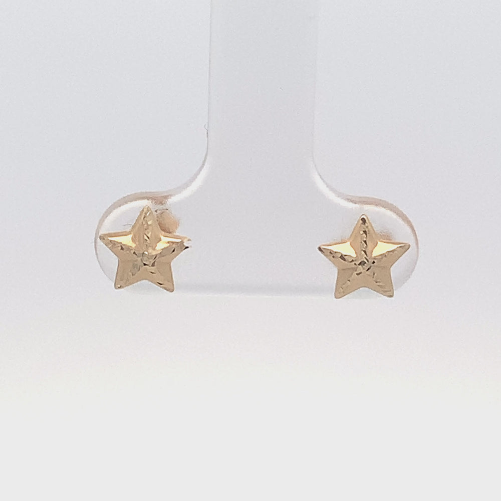 SW Premium 14 Karat Yellow Gold Star Stud Earrings