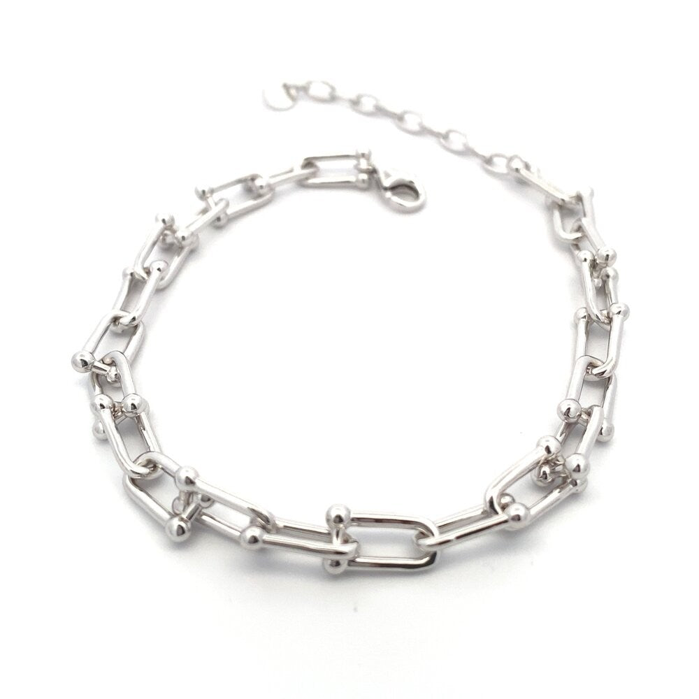 B5366SILVER U LINK BRACELET 7 INCHES AND 1 INCH EXTENDER