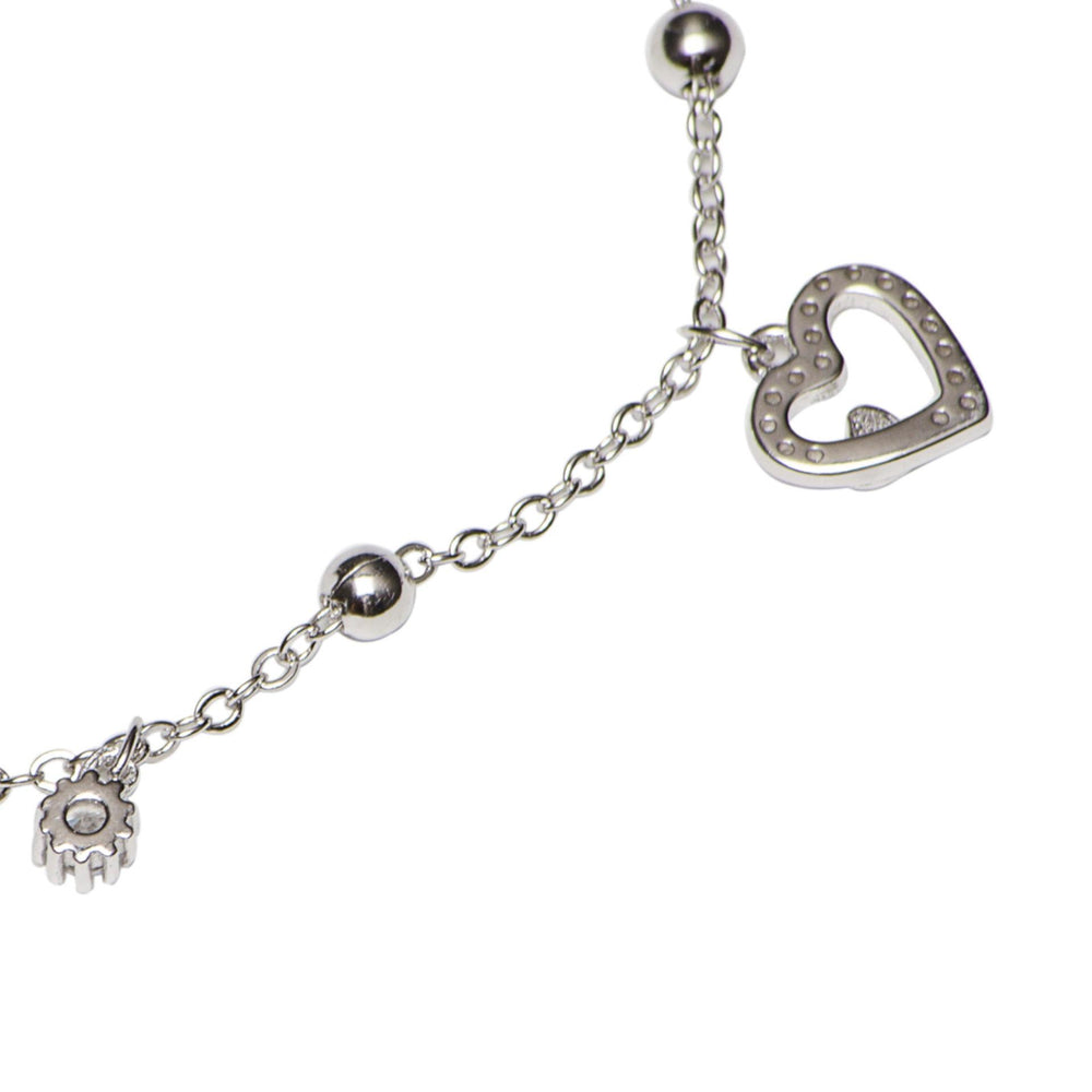 Silverworks B5203 Zirconian Heart and Apple Drop Bracelet