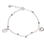 Silverworks B5203 Zirconian Heart and Apple Drop Bracelet