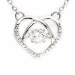 Silverworks N3840 Dancing Gem Open Heart Design Necklace