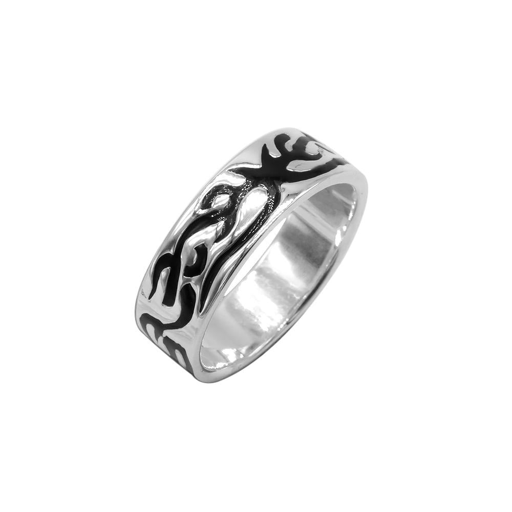 Ezra Enamel Tribal 925 Sterling Silver Ring | SilverWorks