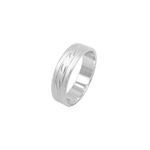 Indiana Sandblasted Band Silver Ring with Deep Engraved Design