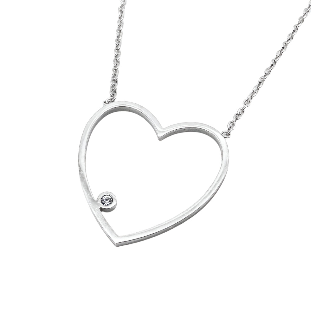 Tiana Thin Open Heart Stainless Steel Jewelry Set | SilverWorks