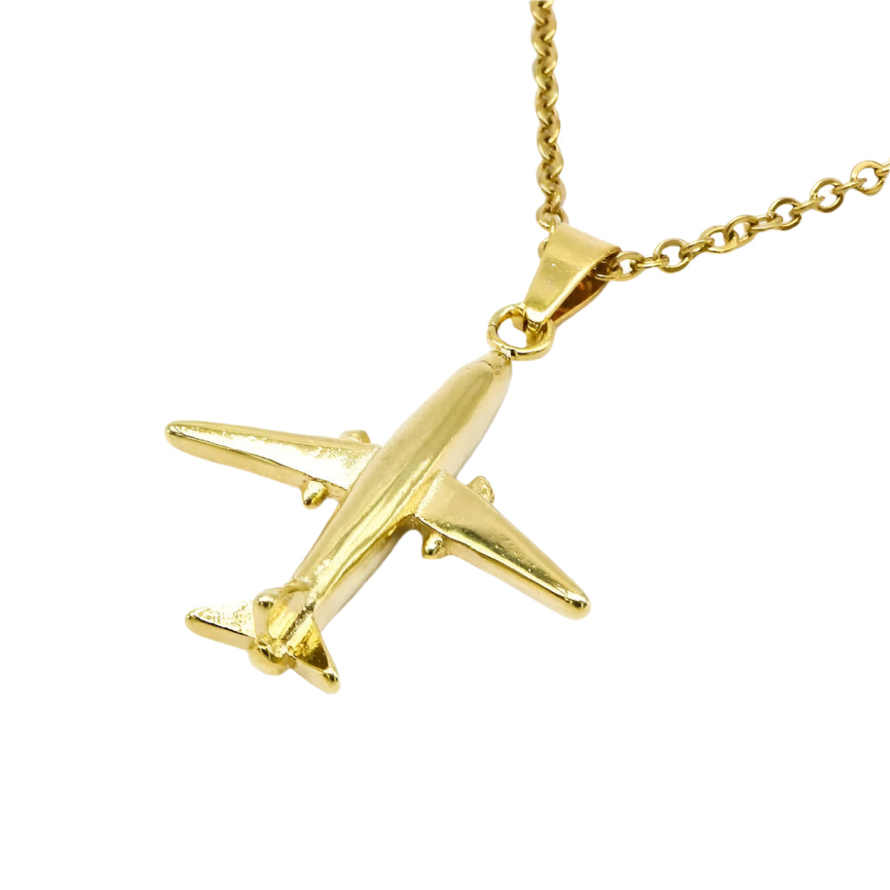 Adaline Airplane Stainless Steel Pendant Necklace | SilverWorks