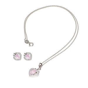 Heart with Oval Stone Earrings and Necklace Set 925 Sterling Silver Jewelry Set Philippines | Silverworks