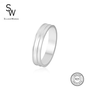 Silverworks R5443 Double Rail Design Band Ring SilverWorks