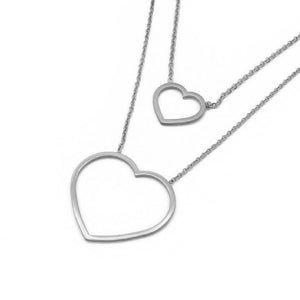 
                
                    Load image into Gallery viewer, Sab Layered Thin Open Heart Stainless Steel Hypoallergenic Necklace Philippines | Silverworks
                
            