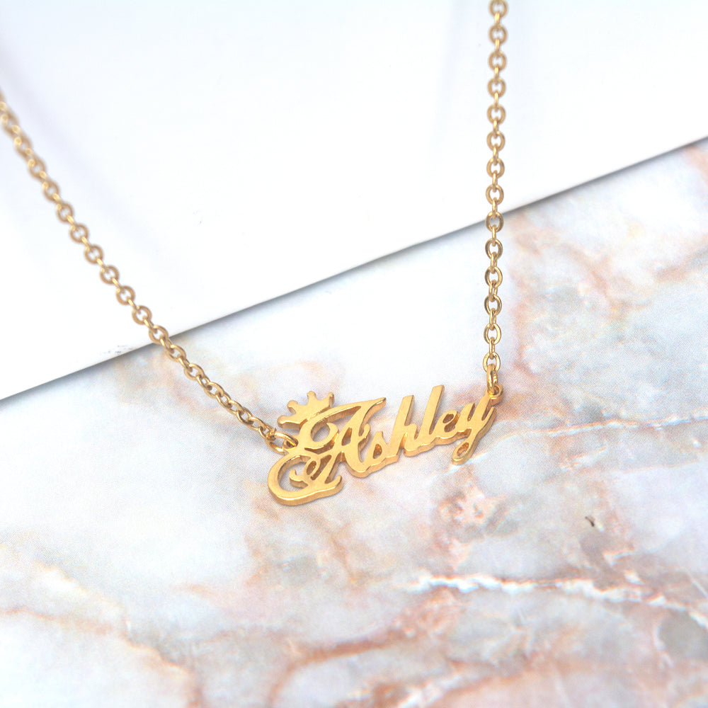 
                      
                        Slanted Script Crown Personalized Name Necklace | SilverWorks
                      
                    