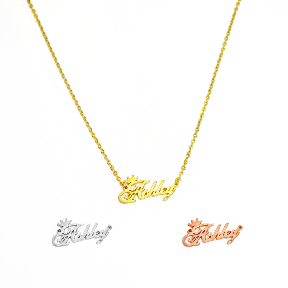 
                      
                        Slanted Script Crown Personalized Name Necklace | SilverWorks
                      
                    