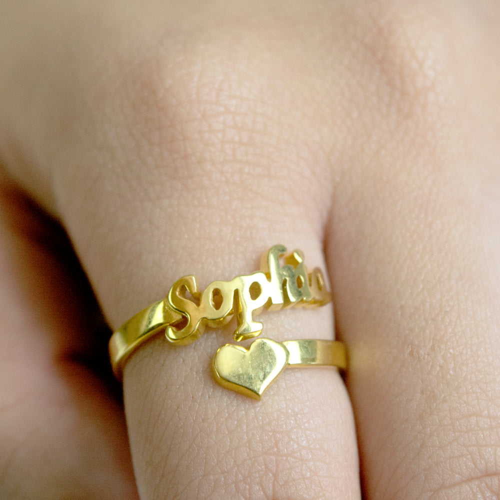 
                
                    Load image into Gallery viewer, Adjustable Name Ring with Heart PR4-X / PR4
                
            