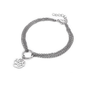 
                
                    Load image into Gallery viewer, 3 Layered Chain with Flat Rose Charm Stainless Steel Bracelet Philippines | Silverworks
                
            