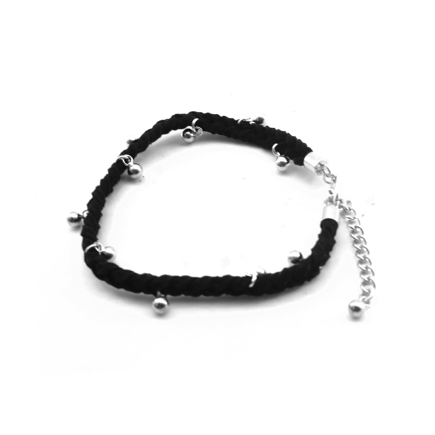 Dylan Dangling Beads Leatherette 925 Sterling Silver Bracelet | SilverWorks