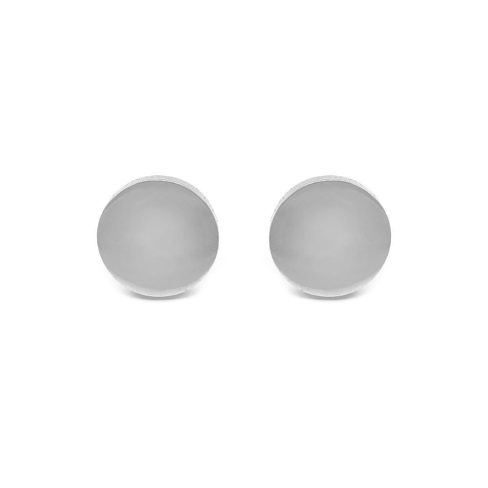 Pierce Polished Flat Round Stainless Steel Stud Earrings | SilverWorks