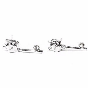 
                
                    Load image into Gallery viewer, Silverworks Disney Winnie  with Zircon Dangling Silver Earrings E6017- Disney Princess Collection
                
            